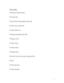 VF & CF H-L VF Hackney, William Gordon. VF Haenle, Max. VF & CF
