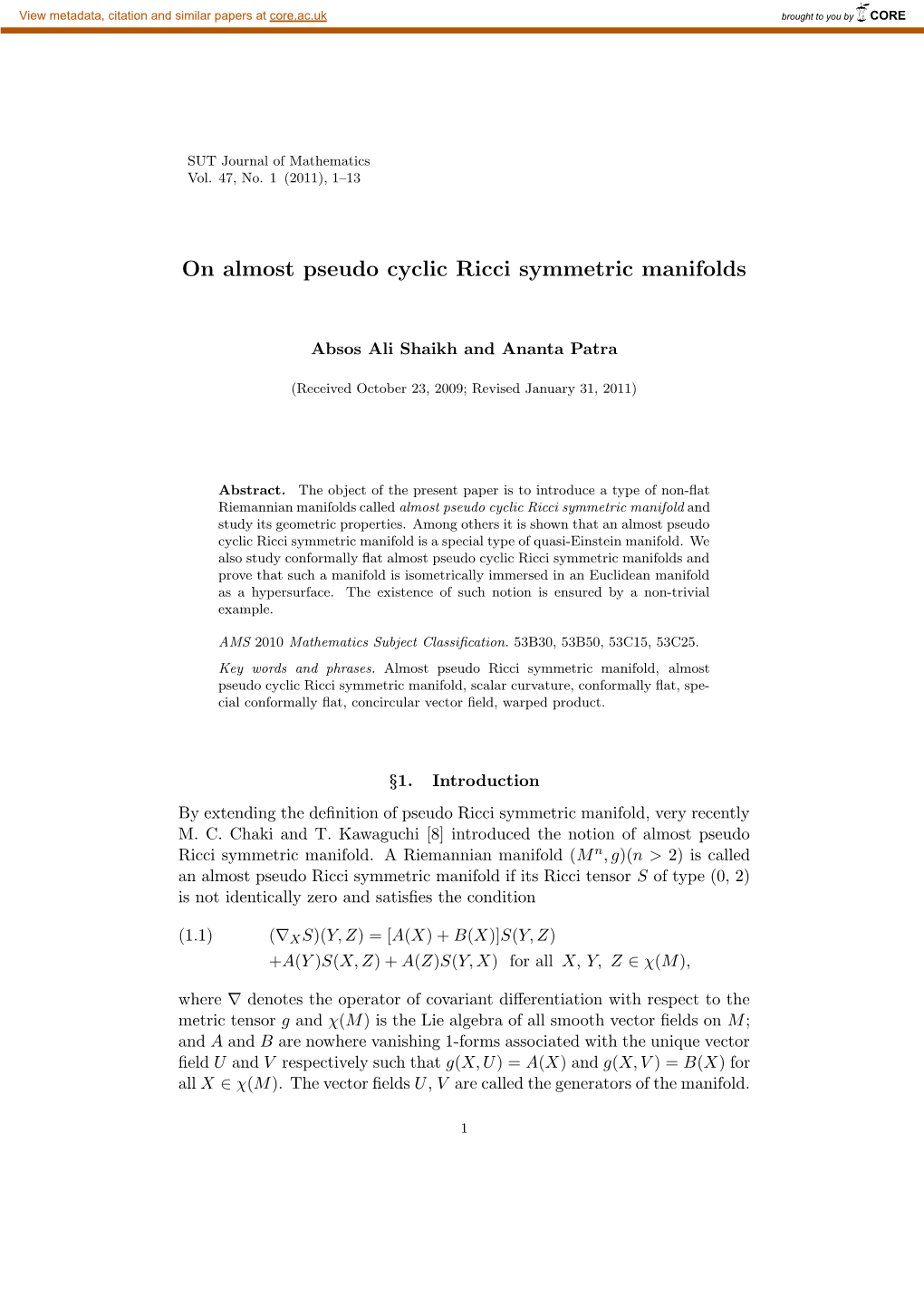 On Almost Pseudo Cyclic Ricci Symmetric Manifolds