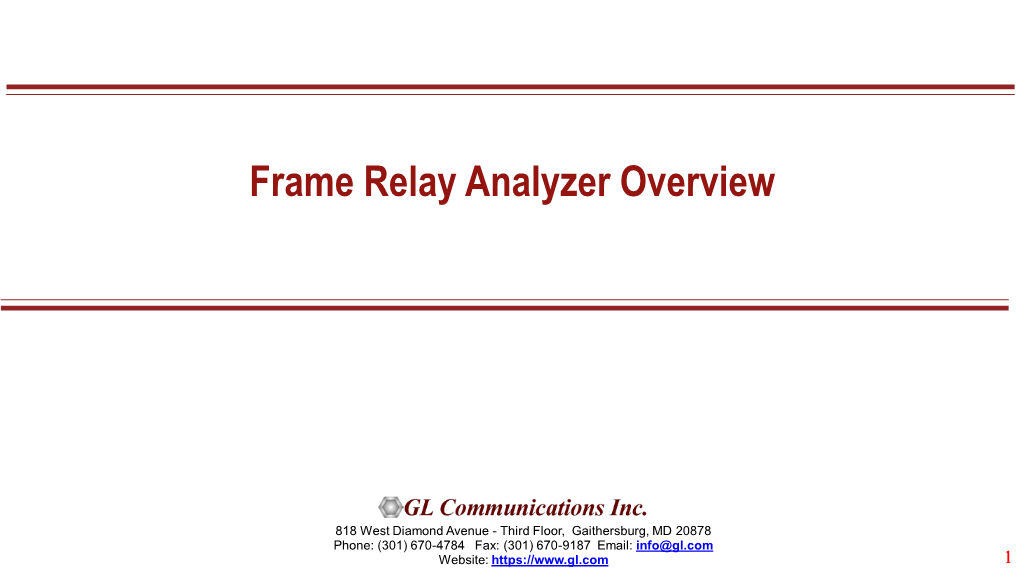 Frame Relay Analyzer Overview