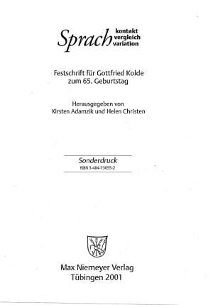 H Kontakt \H 11' /F R Ve Gl Ich 1' UL-, Vanatlon Festschrift Fi.Ir Gottfried