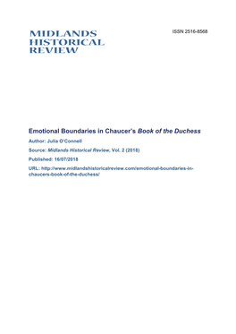 Emotional Boundaries in Chaucer's Book of the Duchess