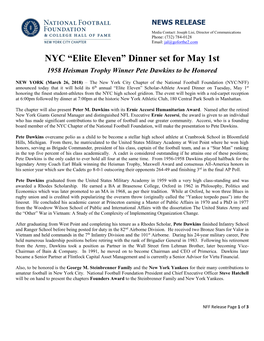 Elite Eleven” Dinner Set for May 1St