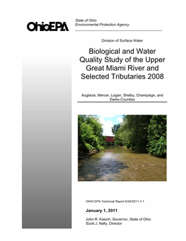 Biological and Water Quality Study of the Upper Great Miami River and Selected Tributaries 2008