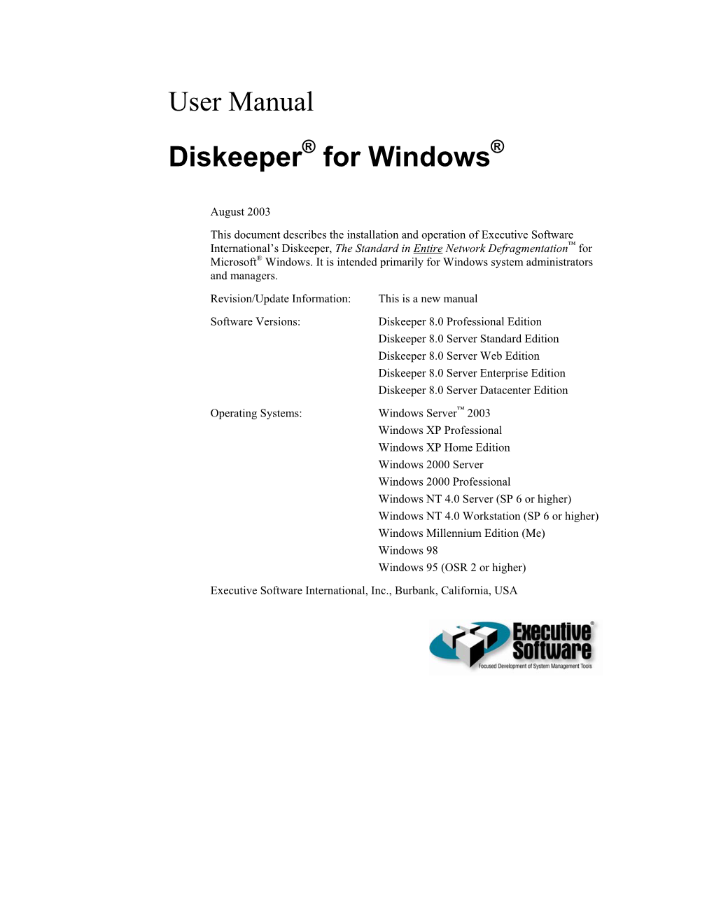 Diskeeper User Manual