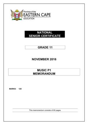 National Senior Certificate Grade 11 November 2016