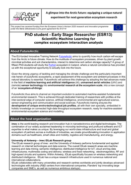 Phd Student - Early Stage Researcher (ESR13) Scientific Machine Learning for Complex Ecosystem Interaction Analysis