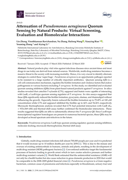 Attenuation of Pseudomonas Aeruginosa Quorum Sensing by Natural Products: Virtual Screening, Evaluation and Biomolecular Interactions