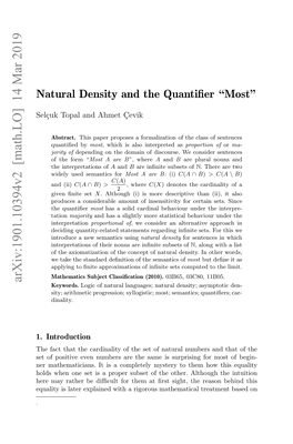 Natural Density and the Quantifier'most'