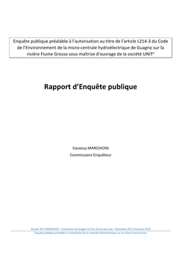 Rapport D'enquête Publique