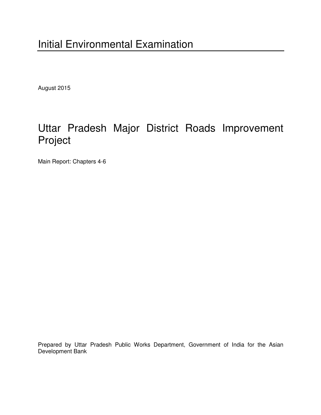 Initial Environmental Examination Uttar Pradesh Major District Roads