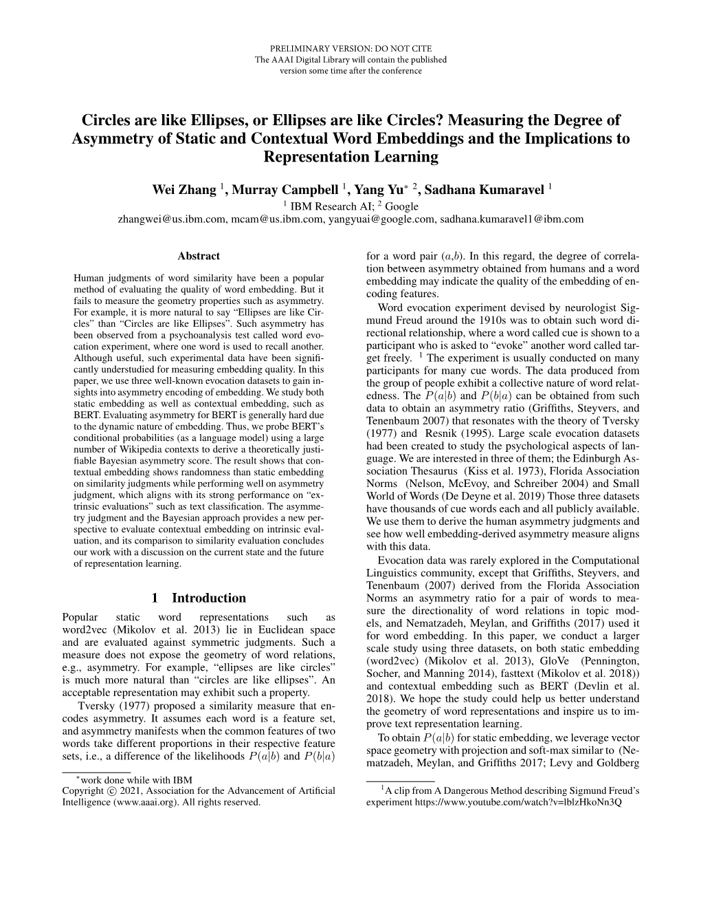 Measuring the Degree of Asymmetry of Static and Contextual Word Embeddings and the Implications to Representation Learning