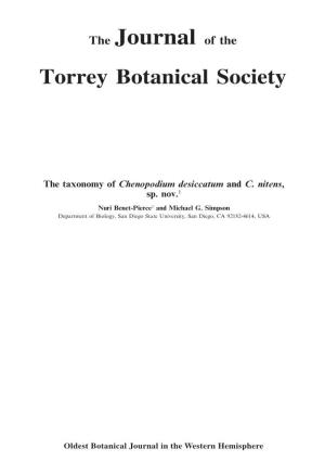 The Taxonomy of Chenopodium Desiccatum and C. Nitens, Sp. Nov.1 Nuri Benet-Pierce2 and Michael G