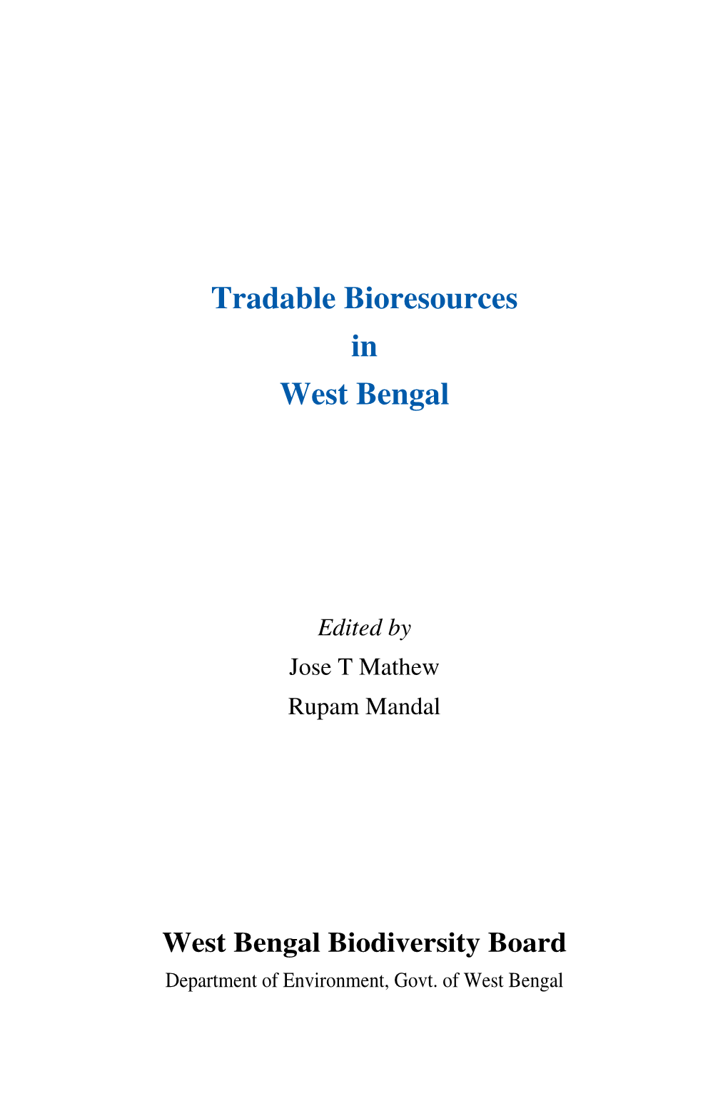 Tradable Bioresources in West Bengal