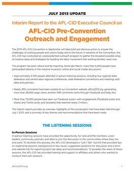 AFL-CIO Pre-Convention Outreach and Engagement