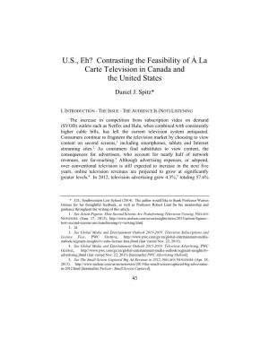 Contrasting the Feasibility of À La Carte Television in Canada and the United States