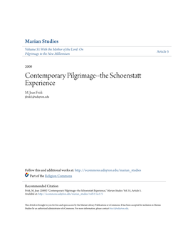 Contemporary Pilgrimage--The Schoenstatt Experience M