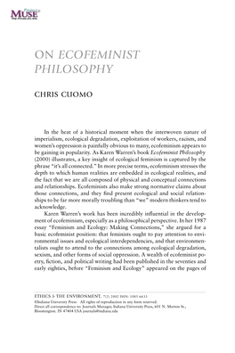 On Ecofeminist Philosophy