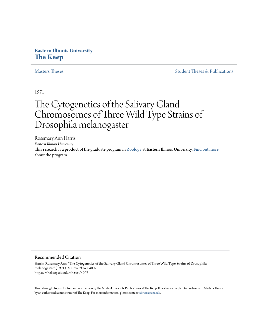 The Cytogenetics of the Salivary Gland Chromosomes of Three Wild