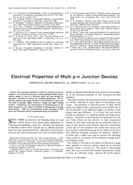 Electrical Properties of Multi P-N Junction Devices