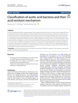 Classification of Acetic Acid Bacteria and Their Acid Resistant Mechanism