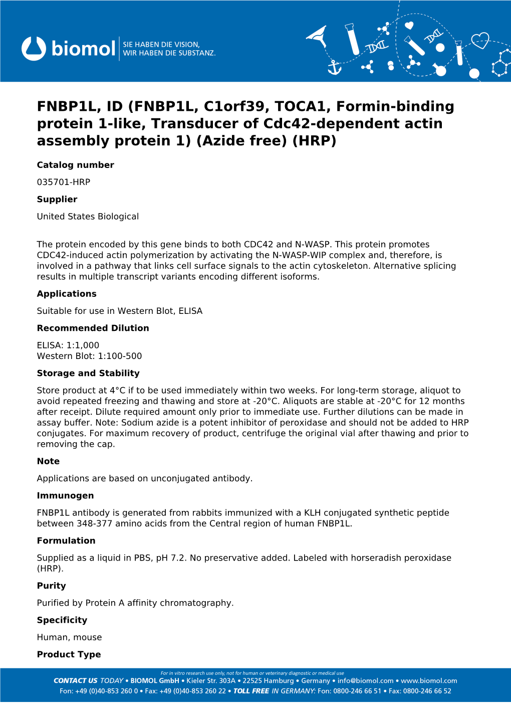 Usbiological Datasheet