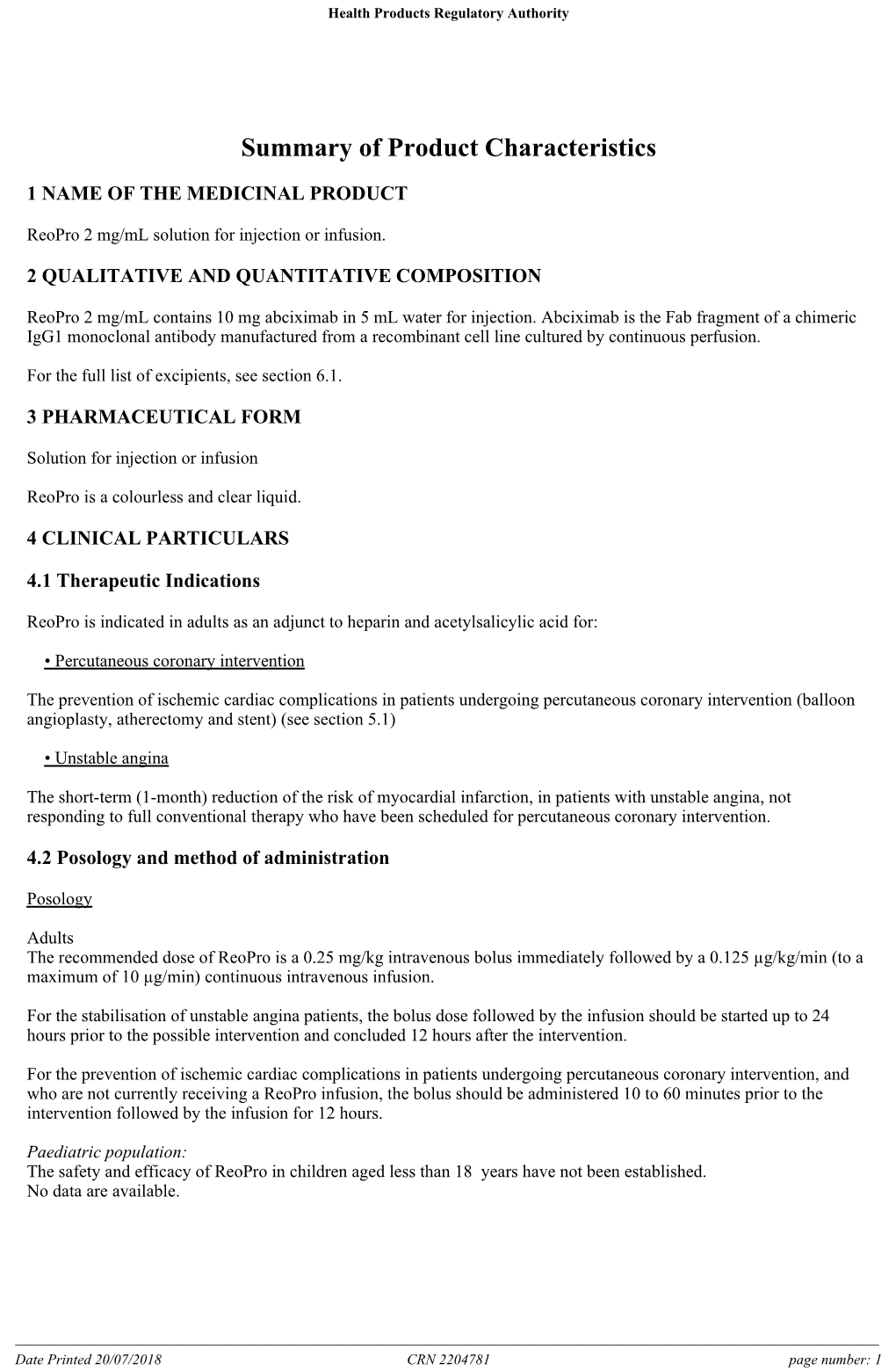 Summary of Product Characteristics