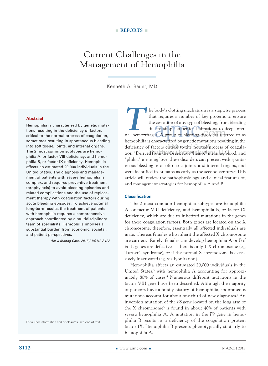 Current Challenges in the Management of Hemophilia