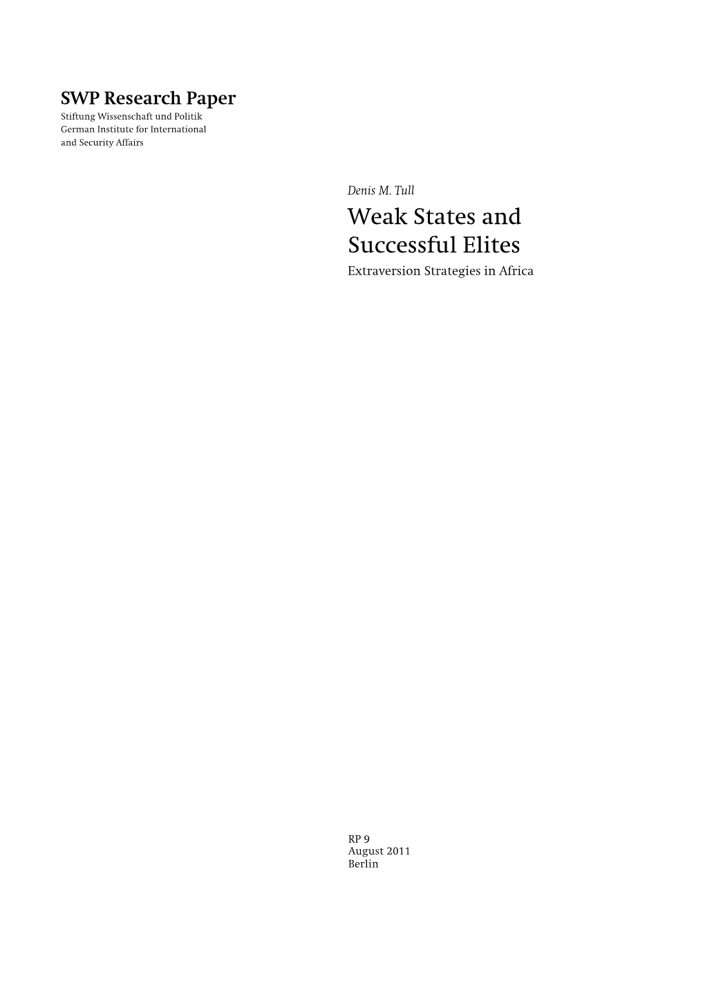 Weak States and Successful Elites Extraversion Strategies in Africa