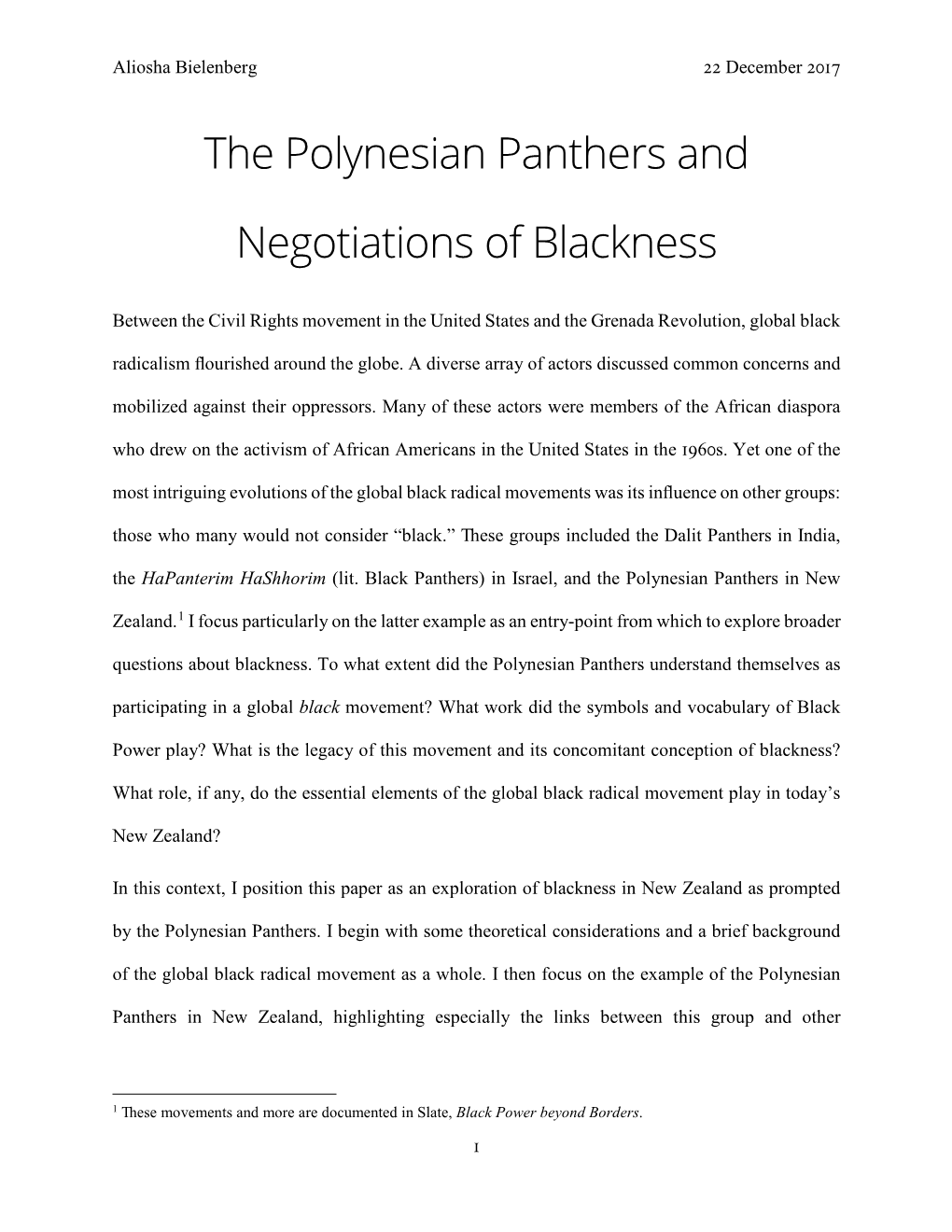 The Polynesian Panthers and Negotiations of Blackness