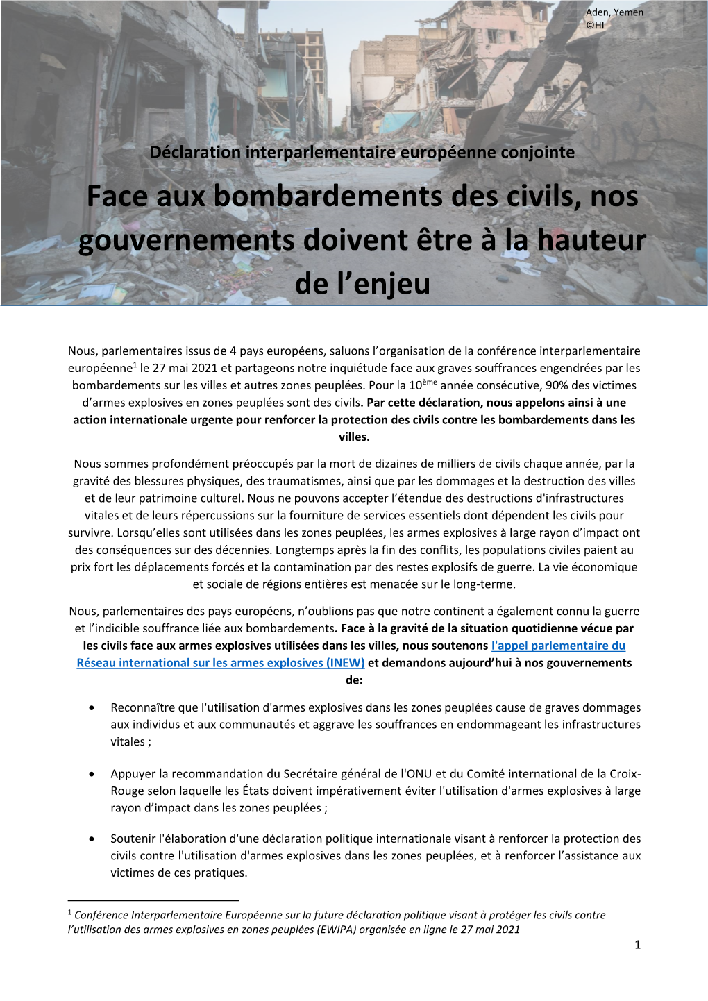 Lire L'appel Conjoint Des Parlementaires (PDF)