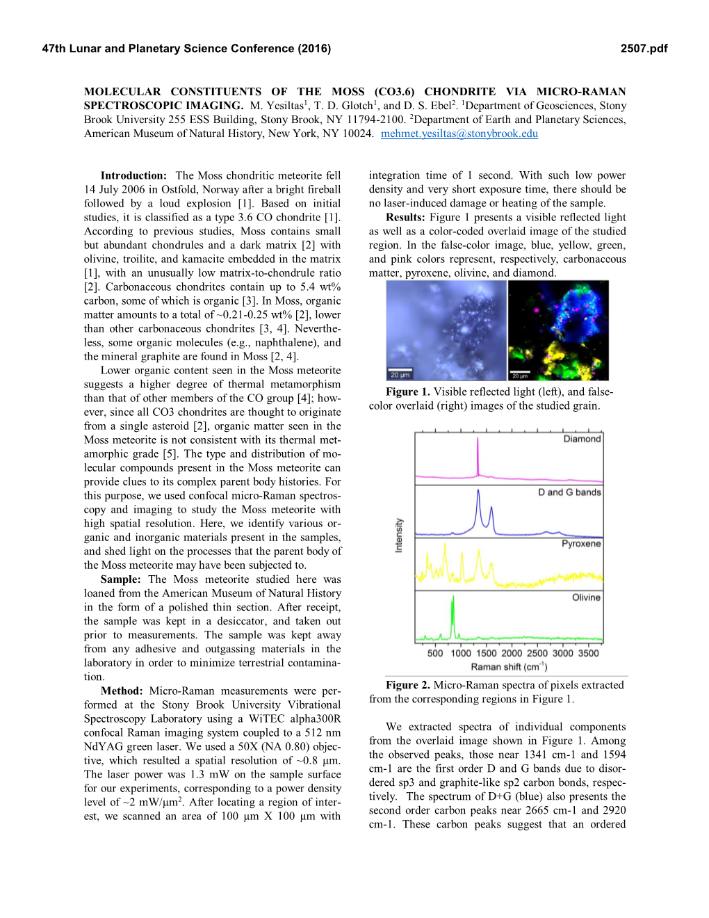 Chondrite Via Micro-Raman Spectroscopic Imaging. M