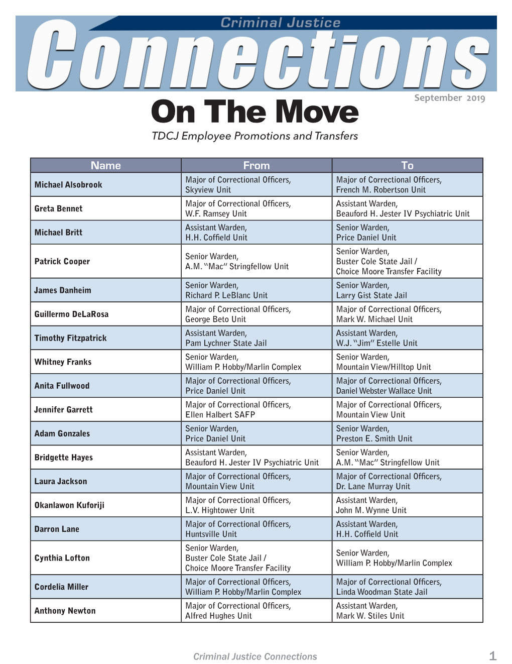On the Move, September 2019