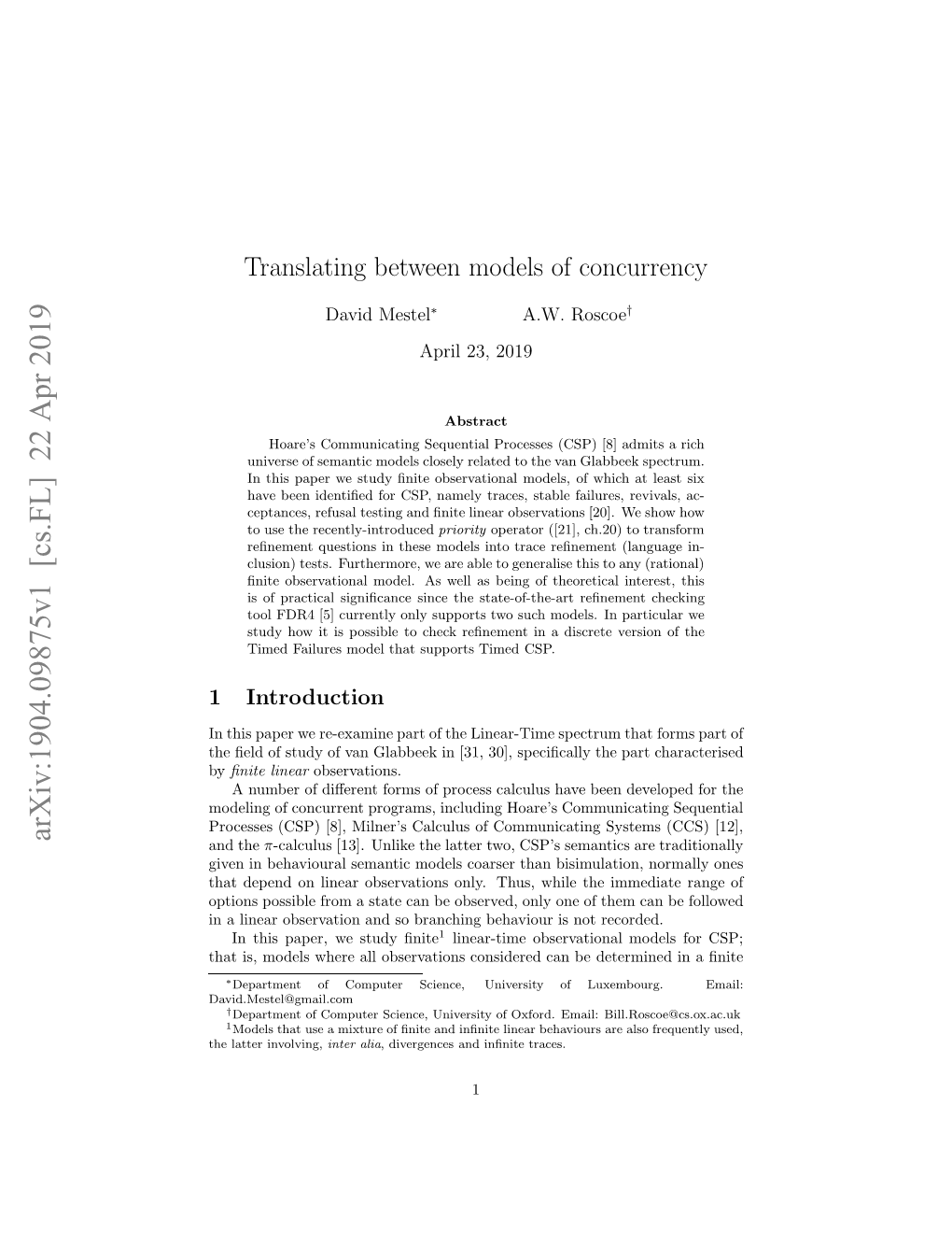 Translating Between Models of Concurrency