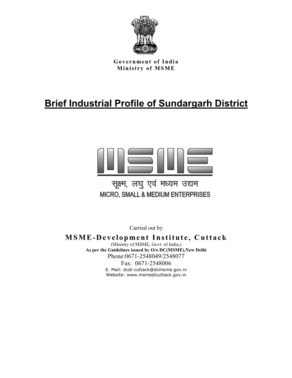 Brief Industrial Profile of Sundargarh District