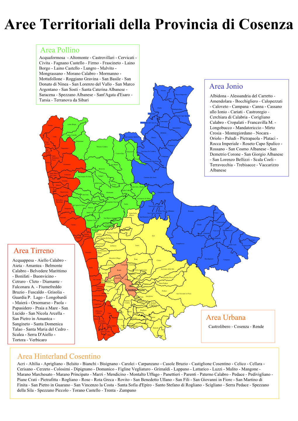 Aree Territoriali Della Provincia Di Cosenza