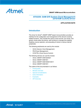 AT03259: SAM D/R System Clock Management (SYSTEM CLOCK) Driver
