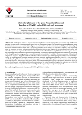 Molecular Phylogeny of the Genus Amygdalus (Rosaceae) Based on Nrdna ITS and Cpdna Trns-Trng Sequences