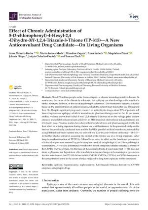Dihydro-3H-1,2,4-Triazole-3-Thione (TP-315)—A New Anticonvulsant Drug Candidate—On Living Organisms