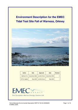 Fall of Warness Environmental Description 2006