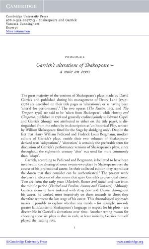 Garrick's Alterations of Shakespeare