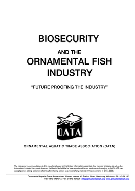 Biosecurity Ornamental Fish Industry