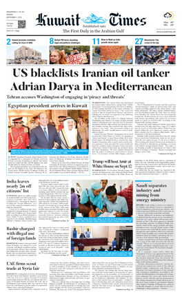 US Blacklists Iranian Oil Tanker Adrian Darya in Mediterranean