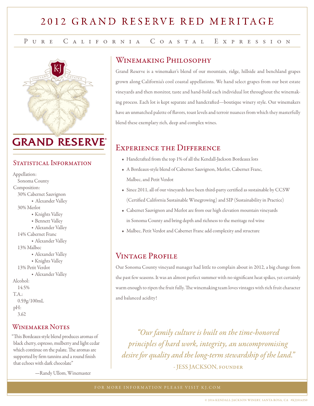 2012 Grand Reserve Red Meritage