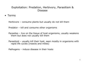Exploitation: Predation, Herbivory, Parasitism & Disease • Terms