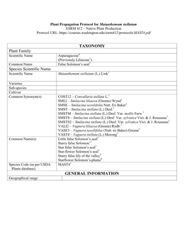 Draft Plant Propagation Protocol