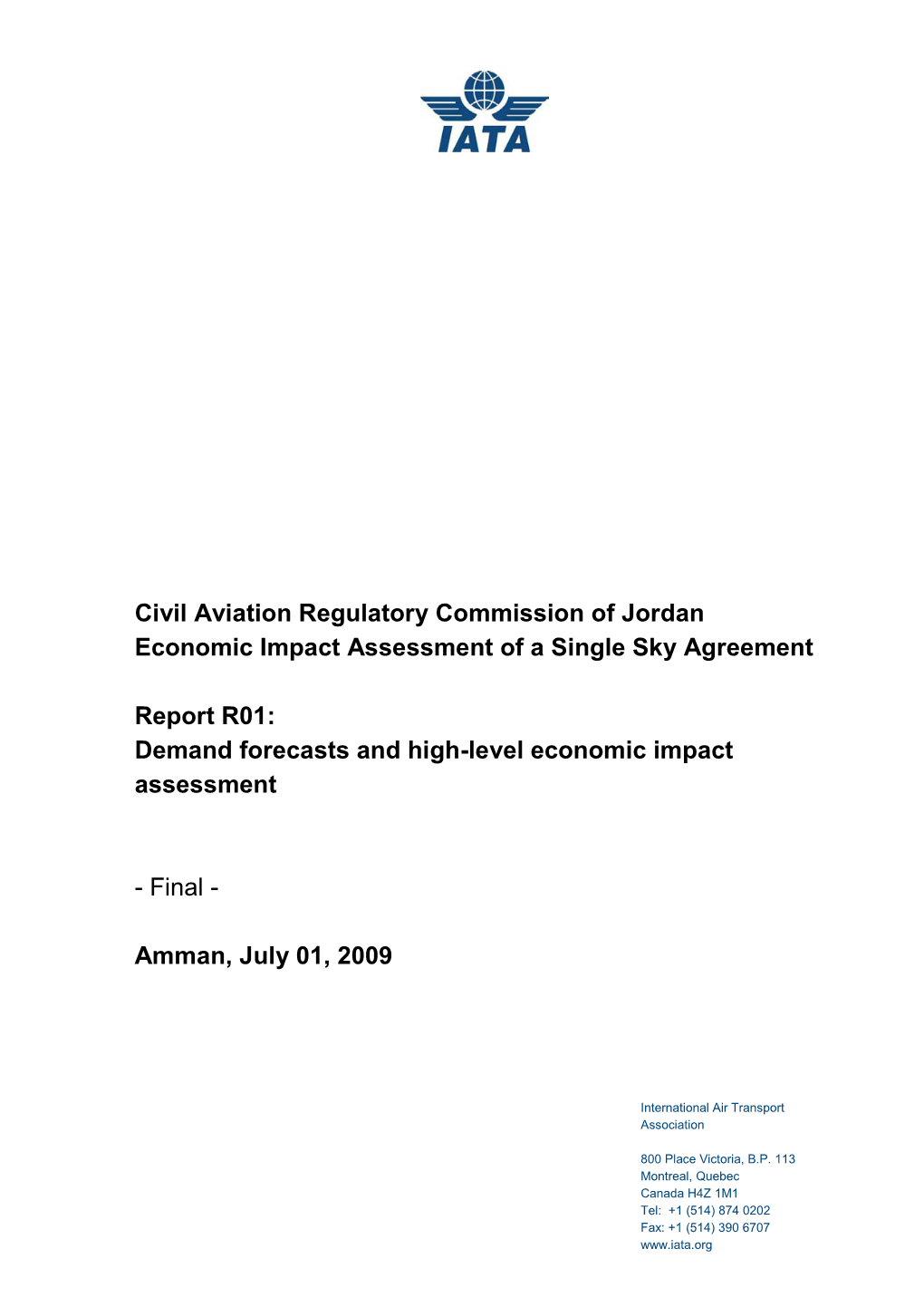Economic Impact Assessment of a Single Sky Agreement