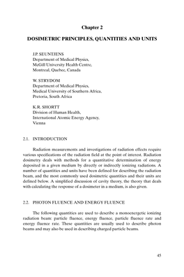 Chapter 2 DOSIMETRIC PRINCIPLES, QUANTITIES and UNITS