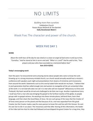 Week Five: the Character and Power of the Church