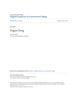 Engine Song Laura Jo Hess Connecticut College, Ljhes@Conncoll.Edu