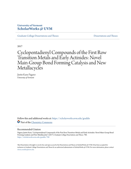 Cyclopentadienyl Compounds of the First Row Transition Metals And